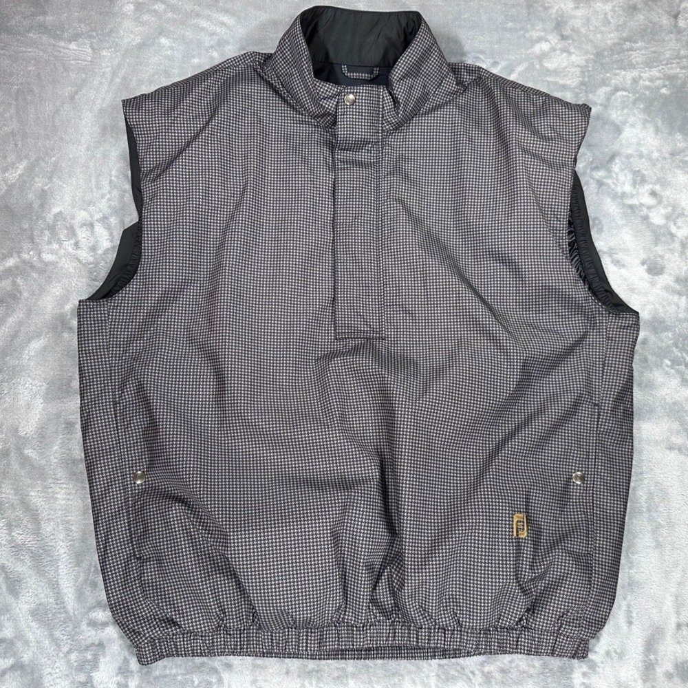 FootJoy DryJoys Golf Vest Mens XL Black White Houndstooth Quarter Zip Rain Shell
